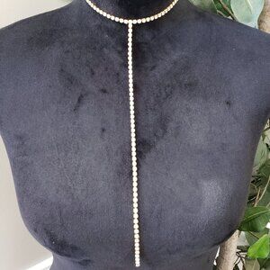 Womens Fashion Rhinestone Chain Long Tassel Choker Necklace with Lobster Clasp